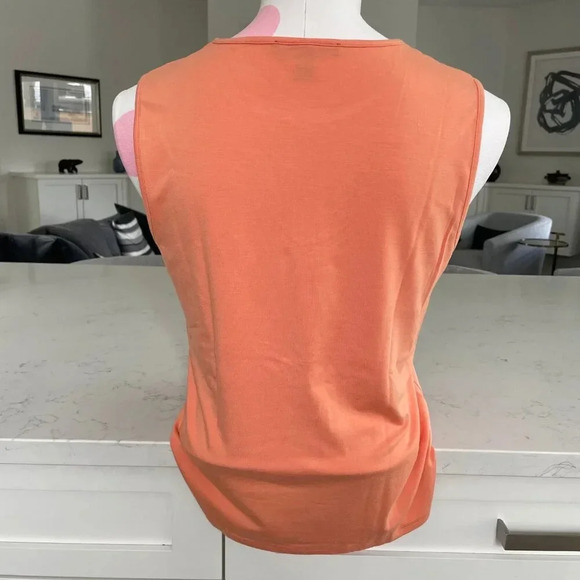 Kasper Knits Slvless Round Nk Neutral Rayon Spandex Tank Top Soft Peach M NWOT - Picture 8 of 9